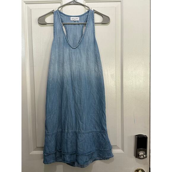 BELLA DAHL Women's Blue Sleeveless Racer Back Stripe Trim Mini Dress Size Small - Picture 5 of 11